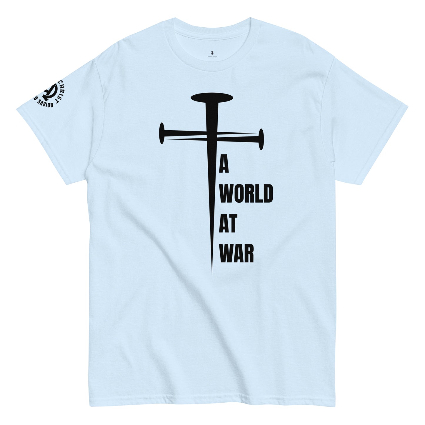 A World at War Tee light blue front view