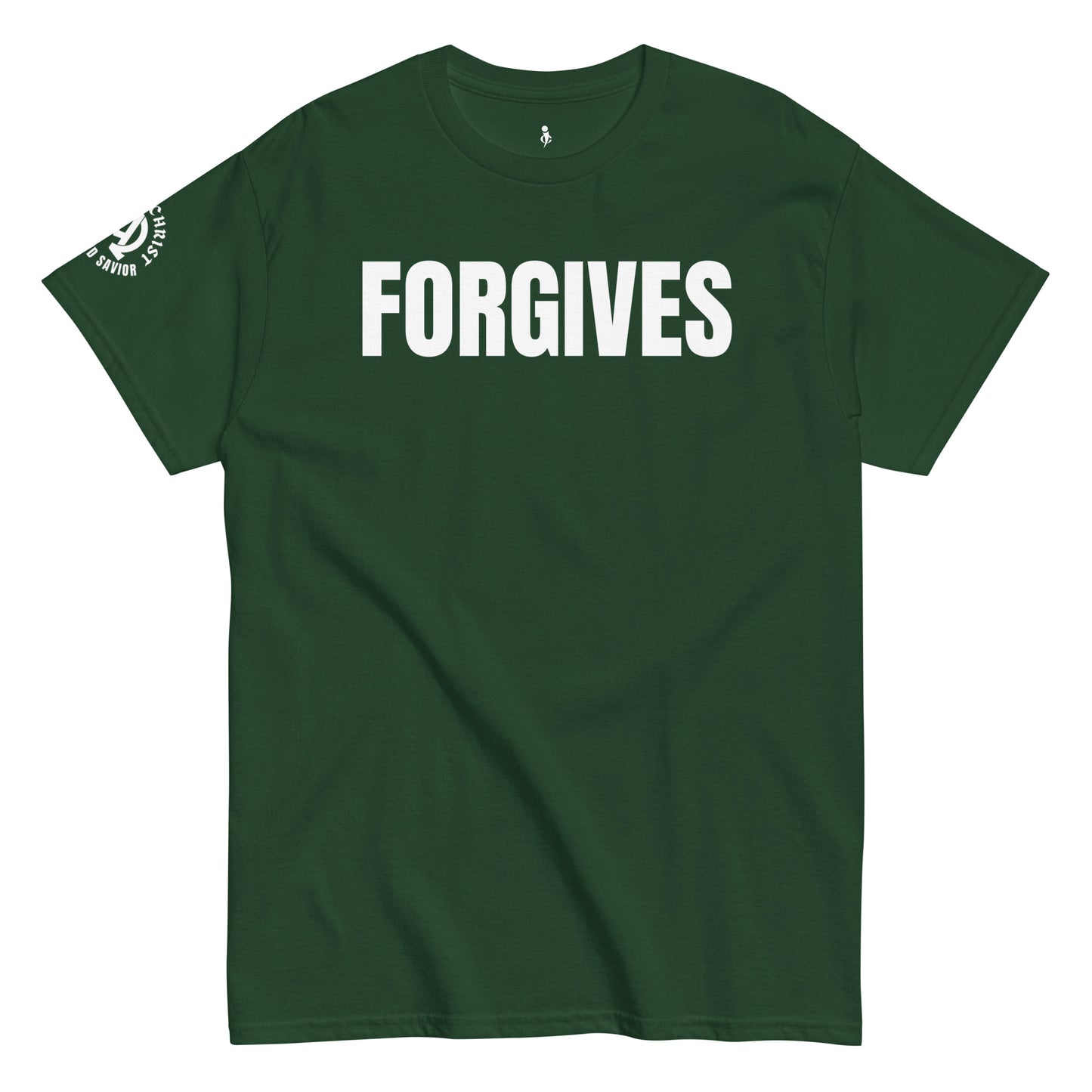 FORGIVES TEE dark green front view