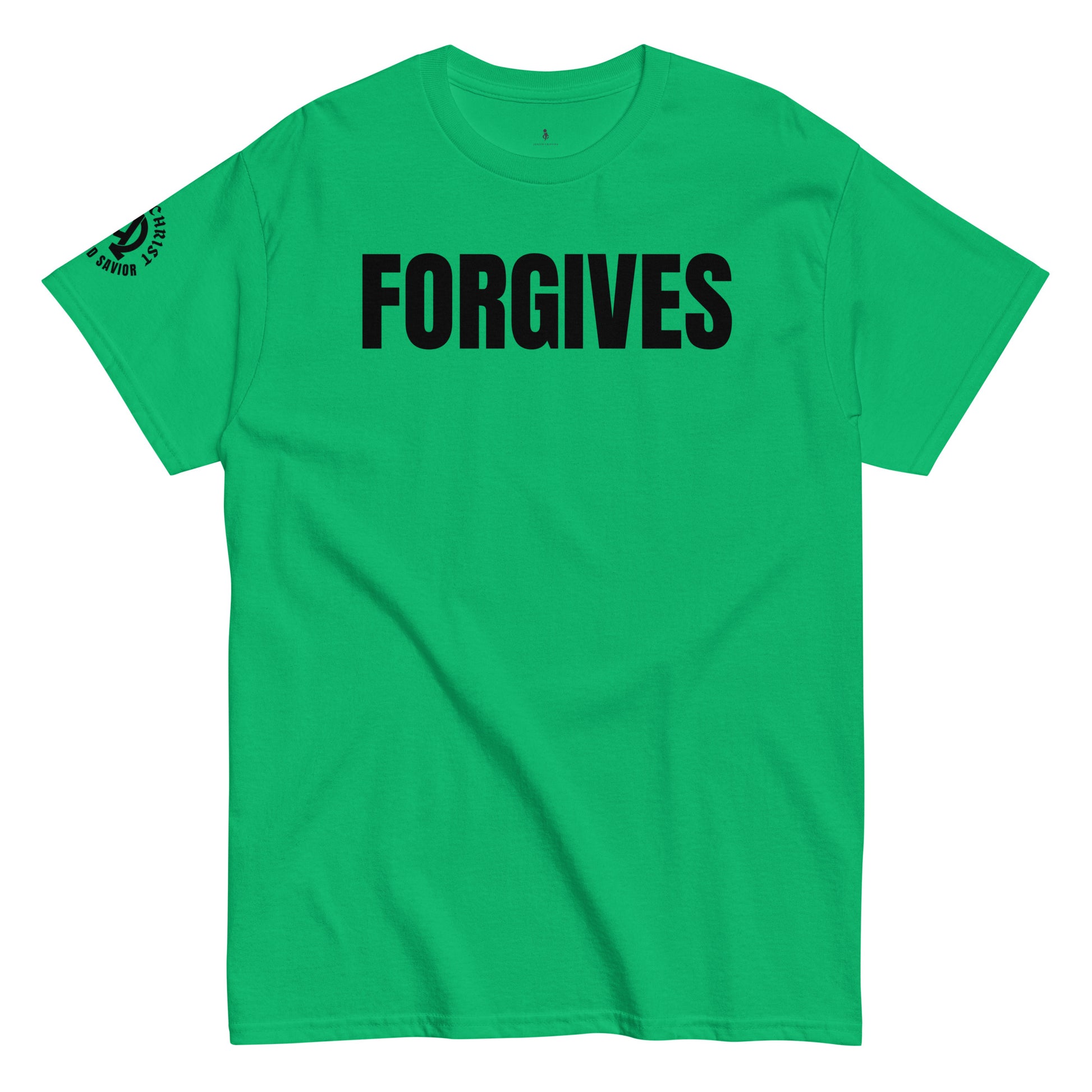 FORGIVES TEE irish green front view 