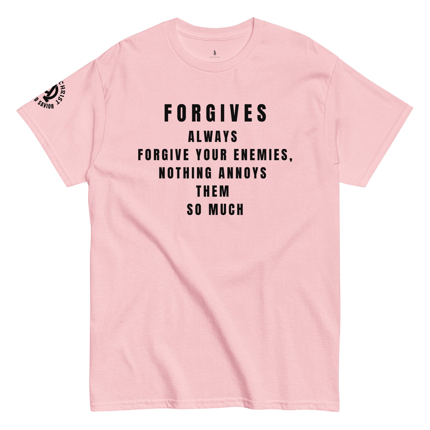 FORGIVES WITHOUT LIMITS TEE light pink front view