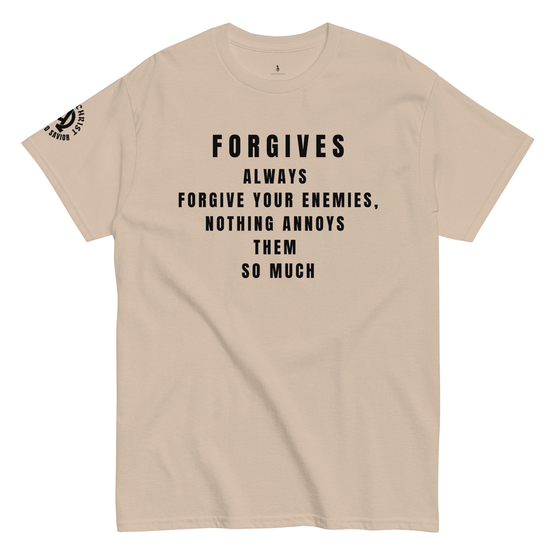 FORGIVES WITHOUT LIMITS TEE sand front view