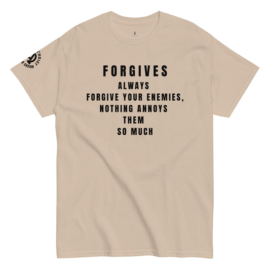 FORGIVES WITHOUT LIMITS TEE sand front view