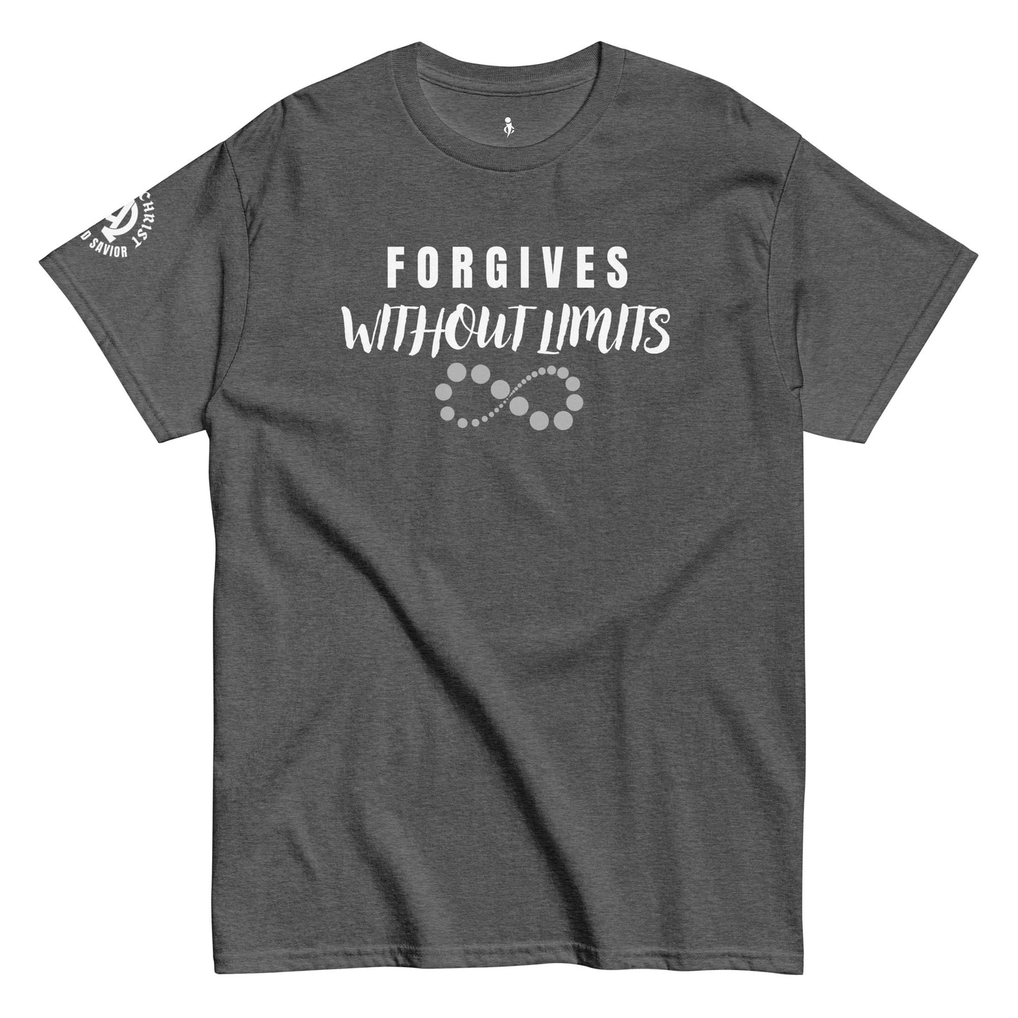 FORGIVES WITHOUT LIMITS TEE dark front view