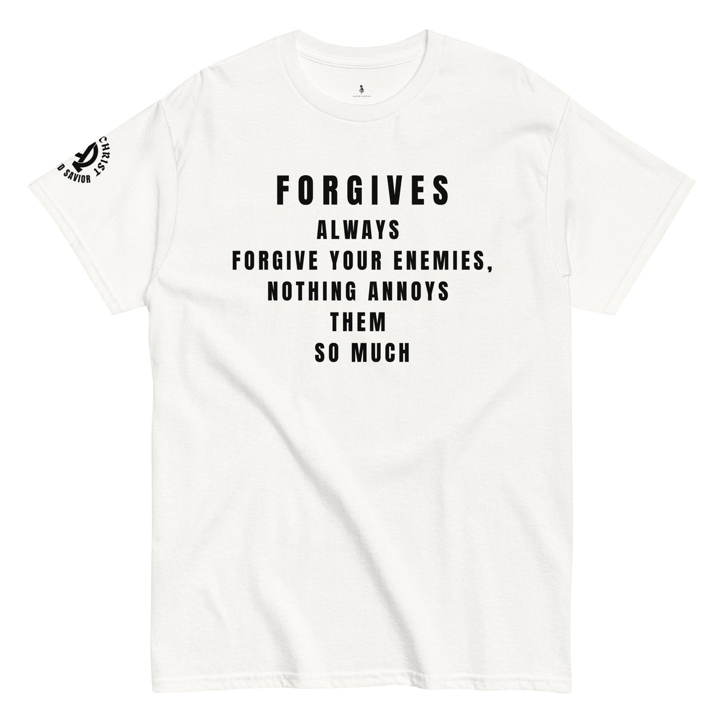 FORGIVES WITHOUT LIMITS TEE white front view 