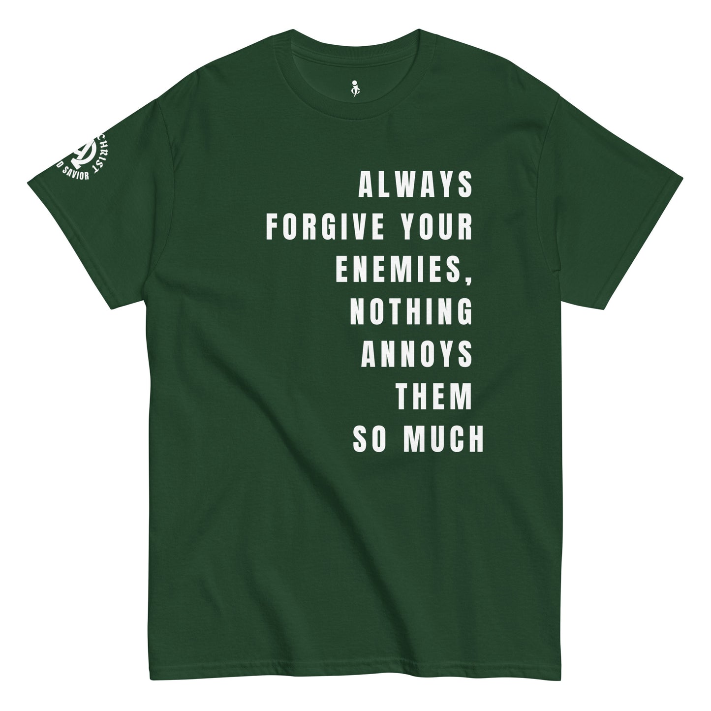Forgiveness Tee front view forest green 