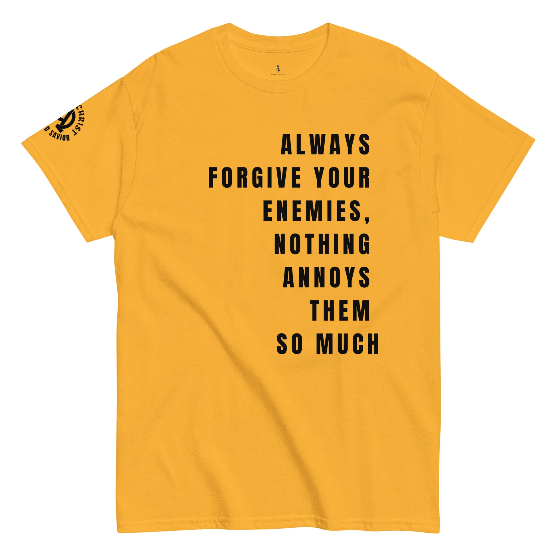 Forgiveness Tee gold frontview 