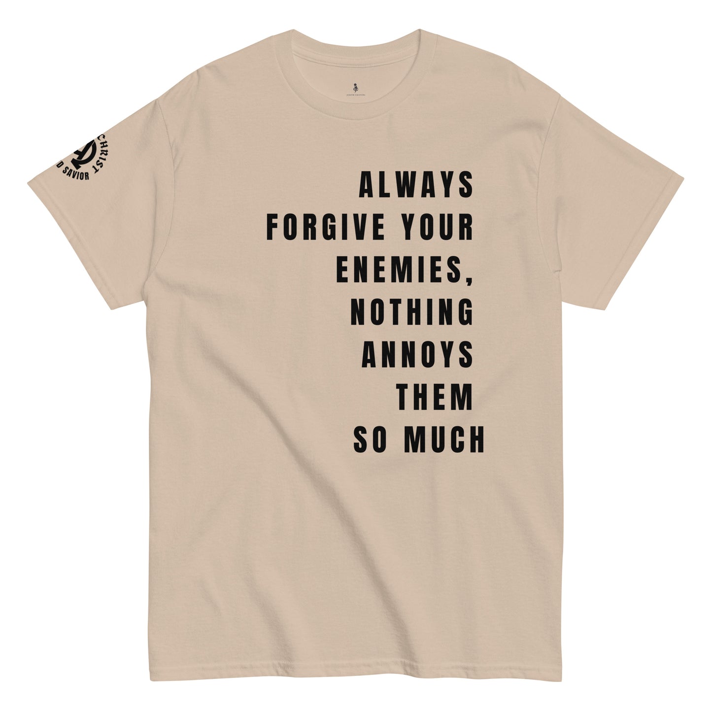 Forgiveness Tee sand  front view