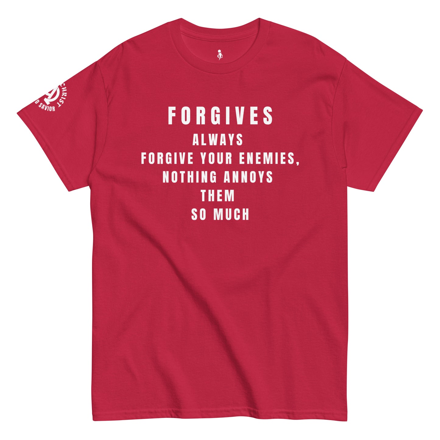 Forgives – Strength in Grace Tee cardinal- dark pink front view 