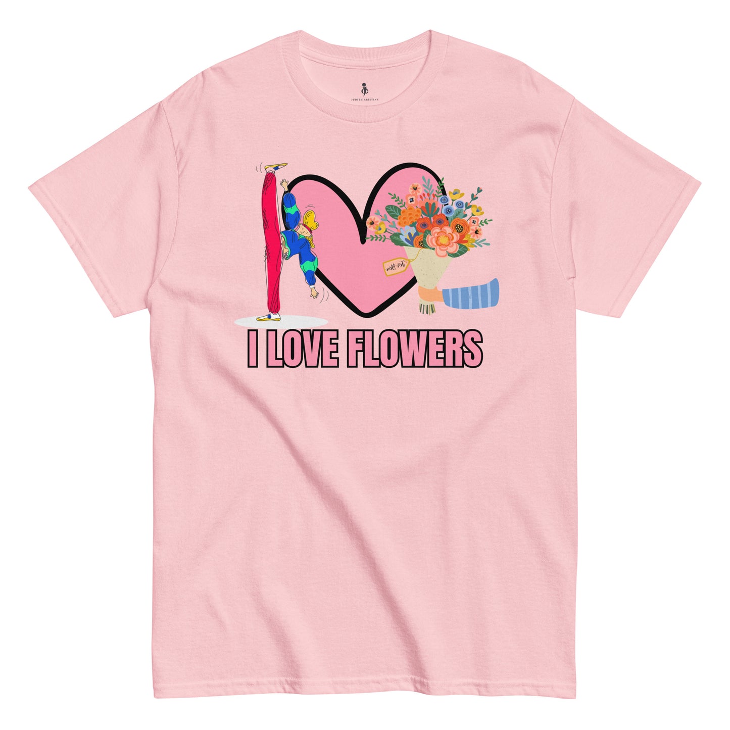 I Love Flowers Tee front view light pink 