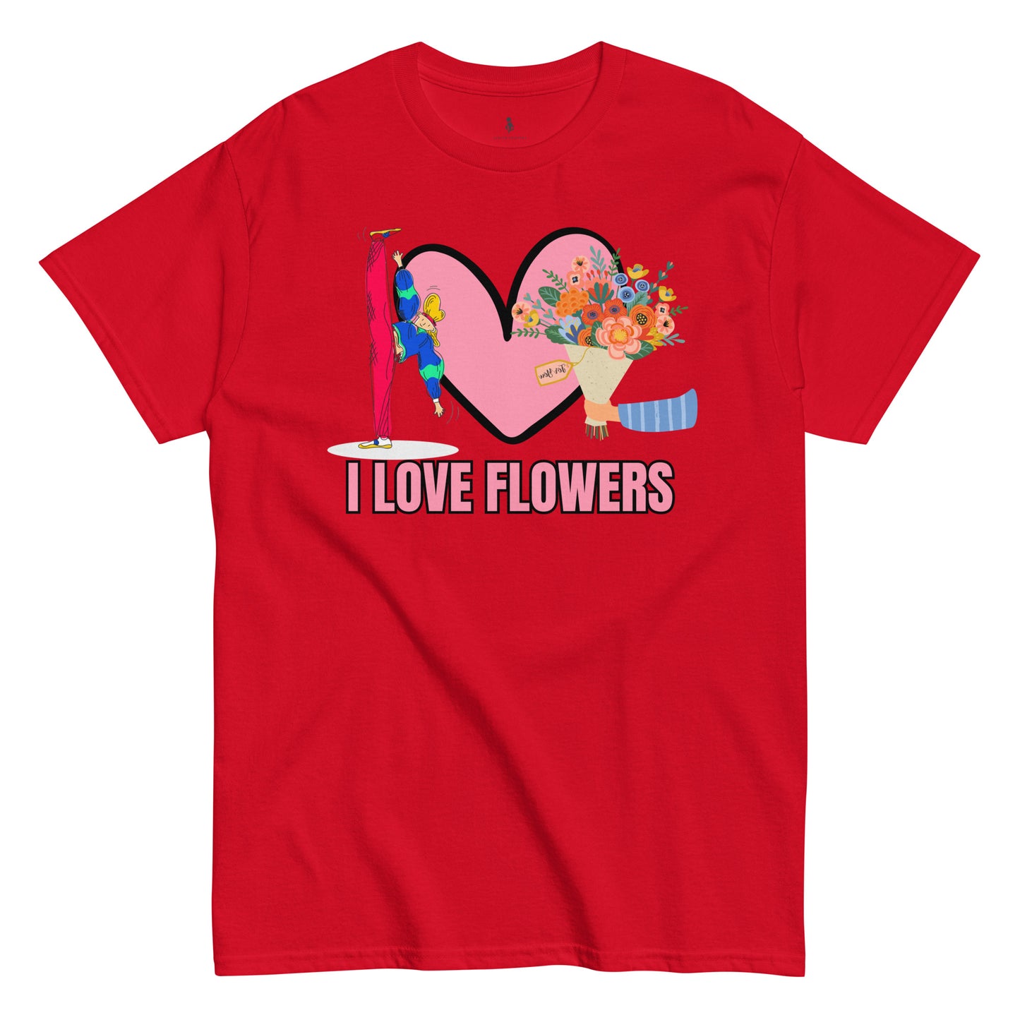I Love Flowers Tee front view red