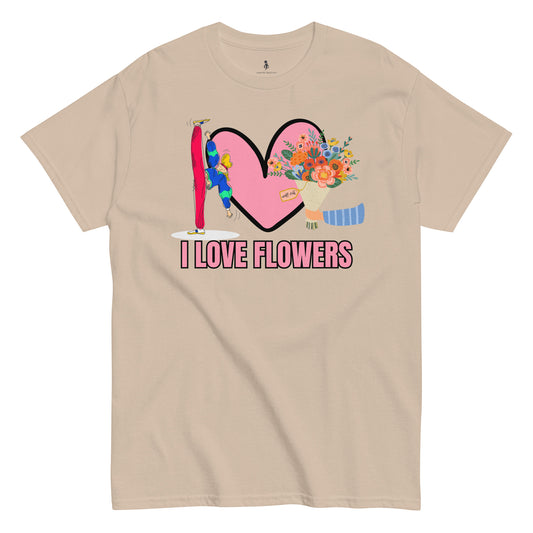 I Love Flowers Tee sand front view