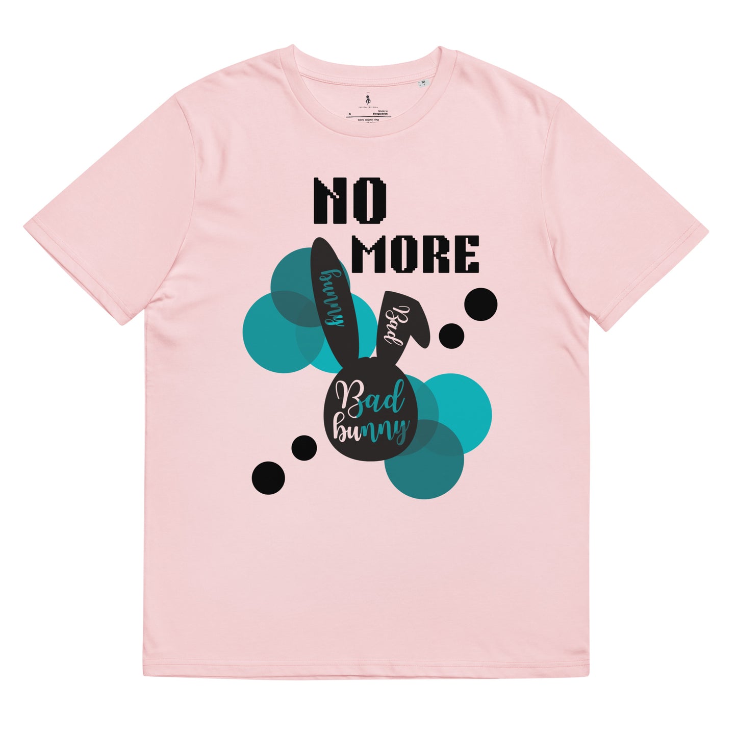 No More Bad Rabbit Tee cotton pink front view
