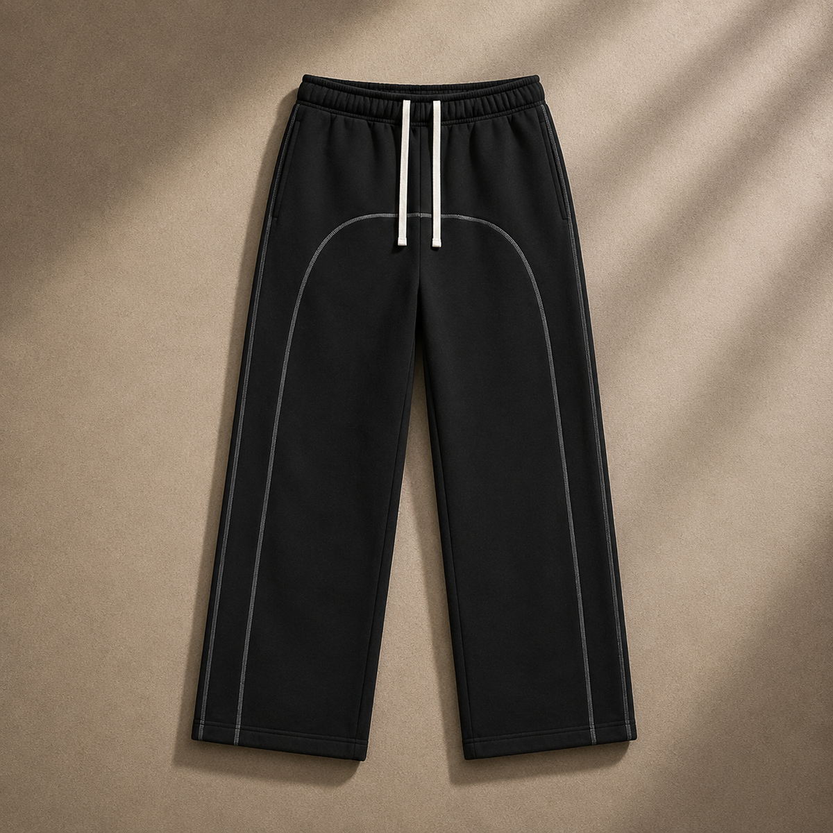 PRAY Contrast Stitch Wide-Leg Pants