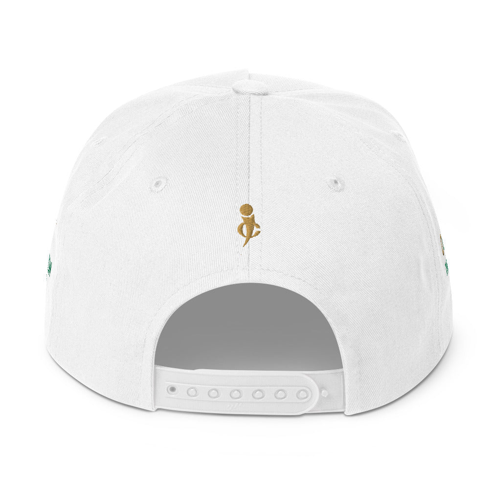 PRAY GOLDEN HAT back view white 