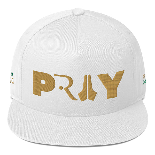 PRAY GOLDEN HAT front view white 