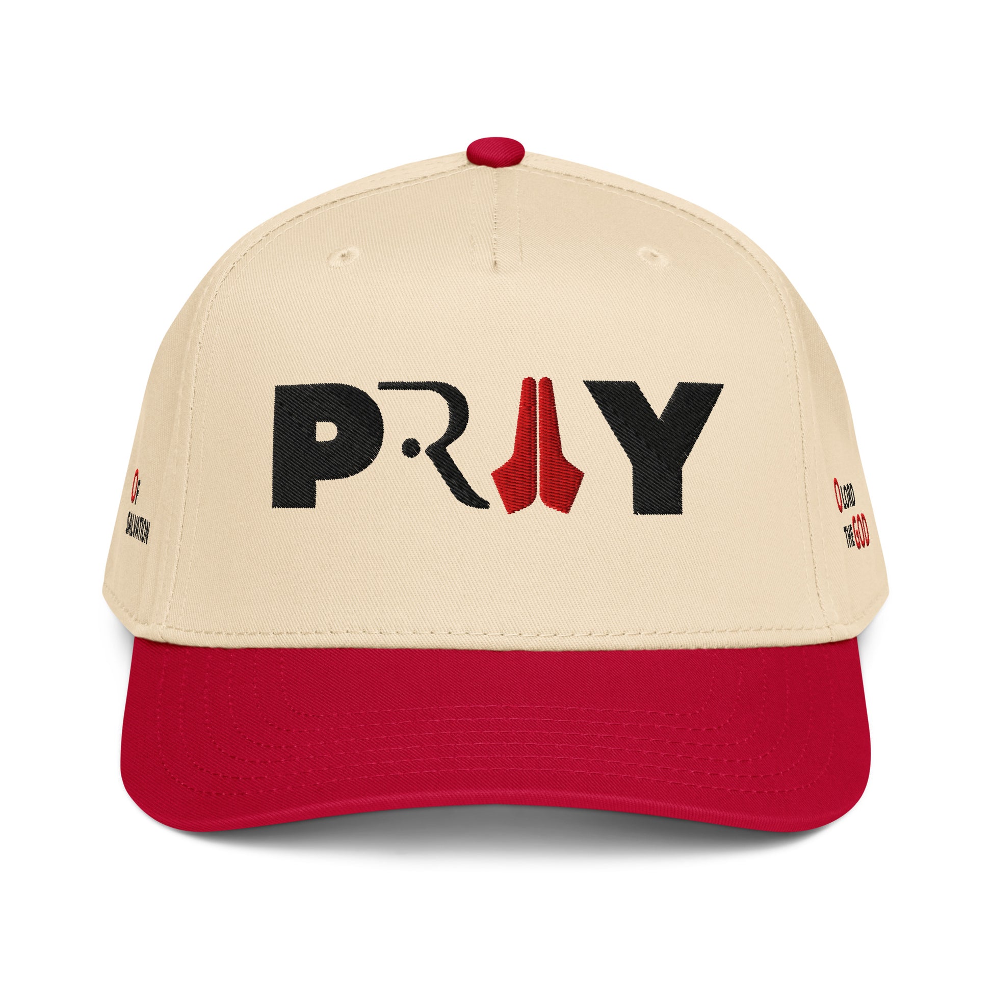 PRAY HAT RED  FONT VIEW 