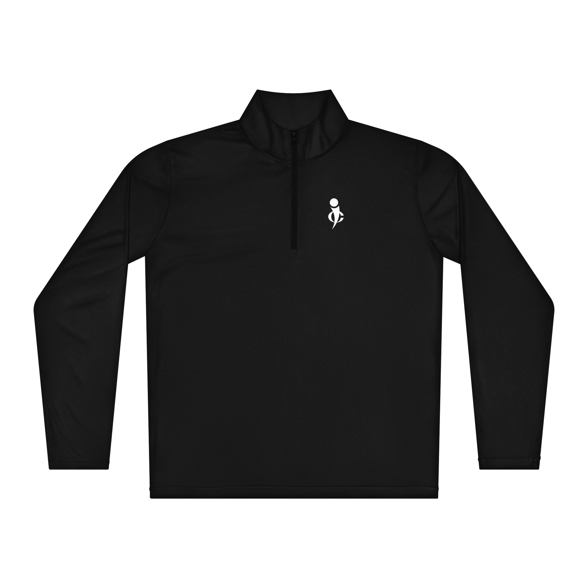 Private ≠ Public statement pullover black front bold graphic quarter zip