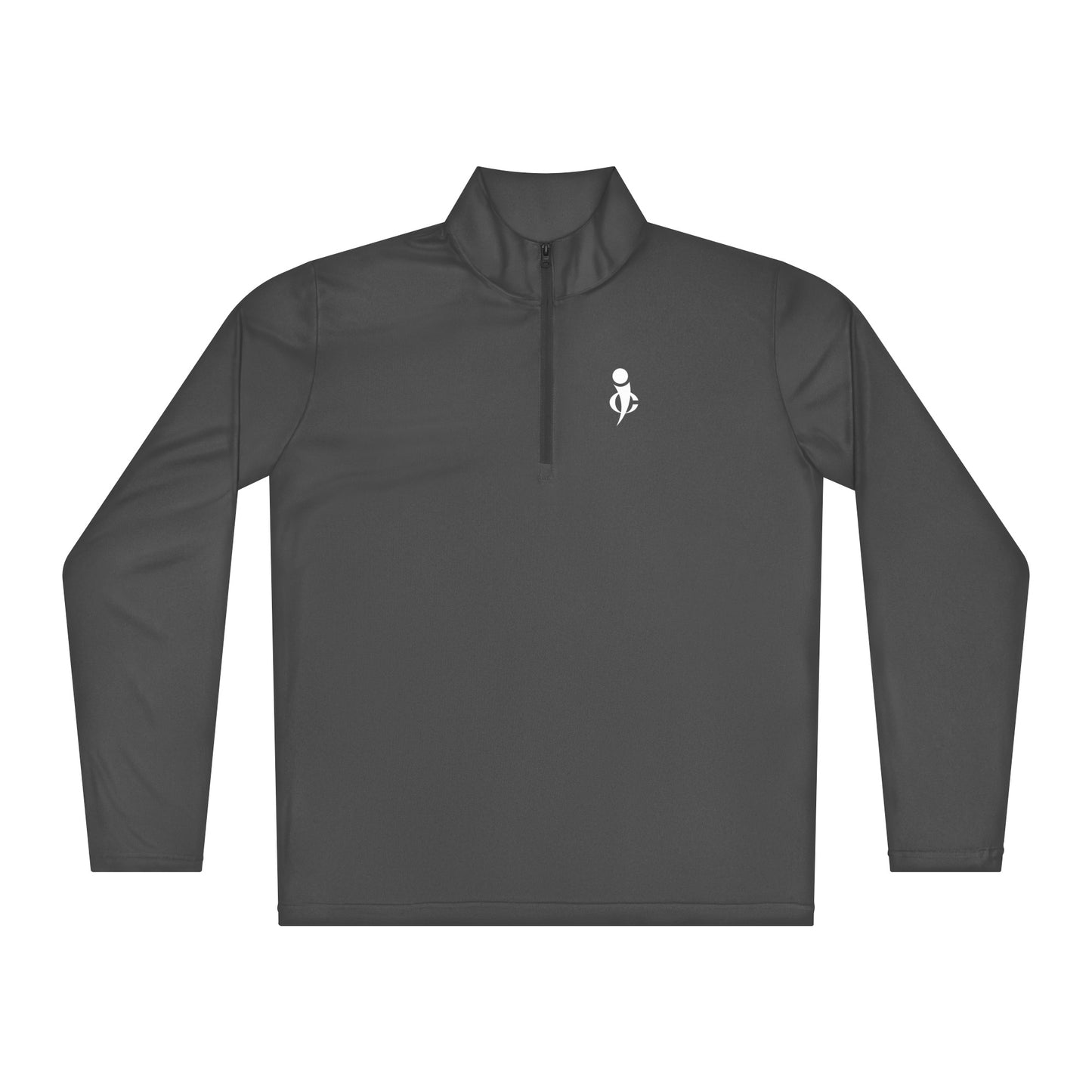 Private ≠ Public statement pullover grey front bold graphic quarter zip