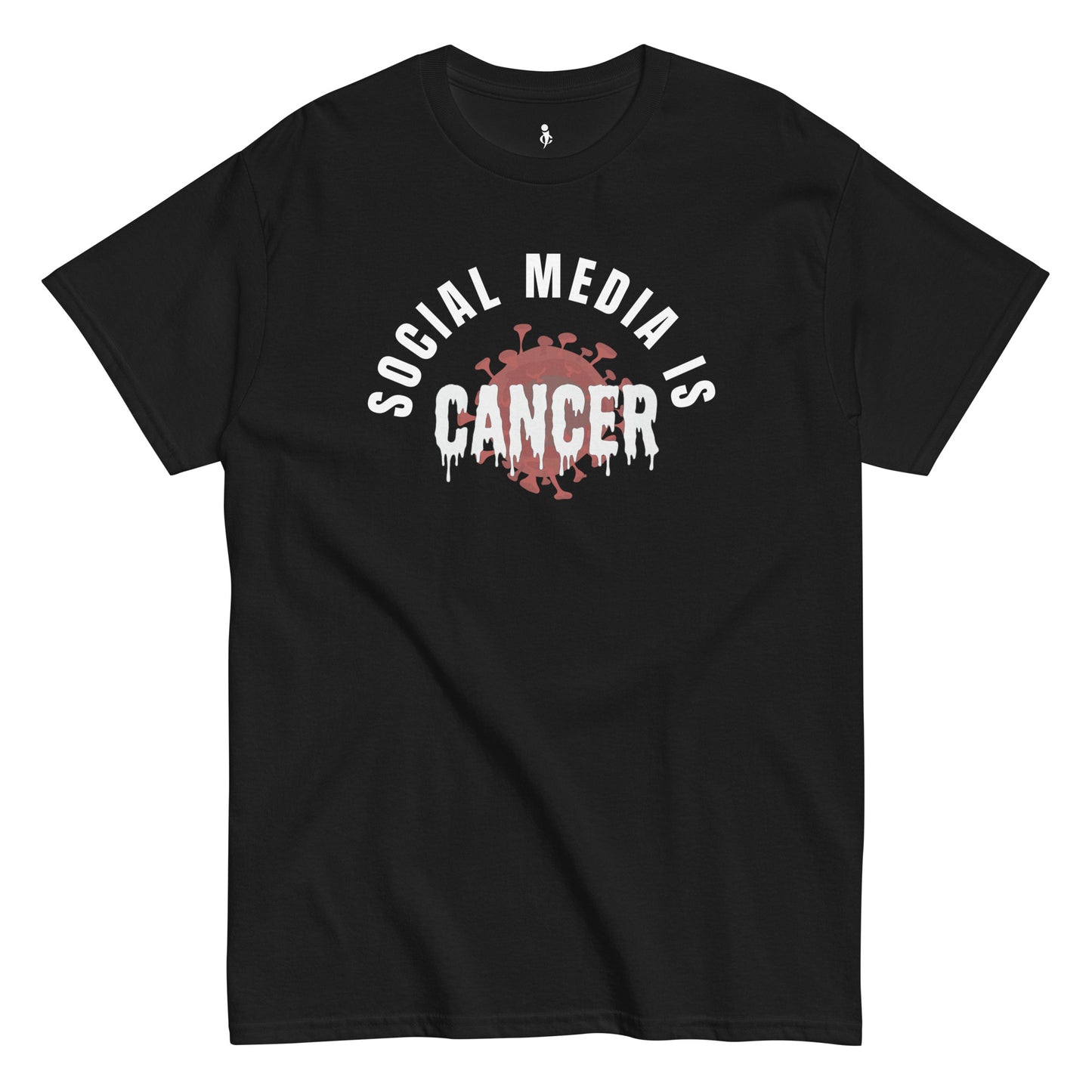 Social Media Is Cancer Tee front black 