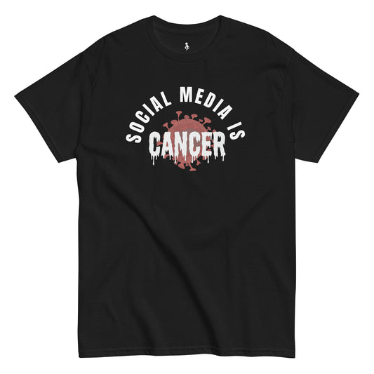 Social Media Is Cancer Tee front black 
