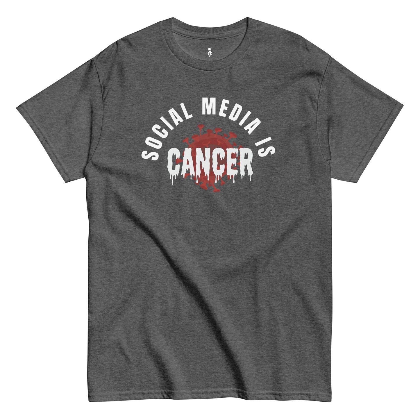 Social Media Is Cancer Tee gray front view 