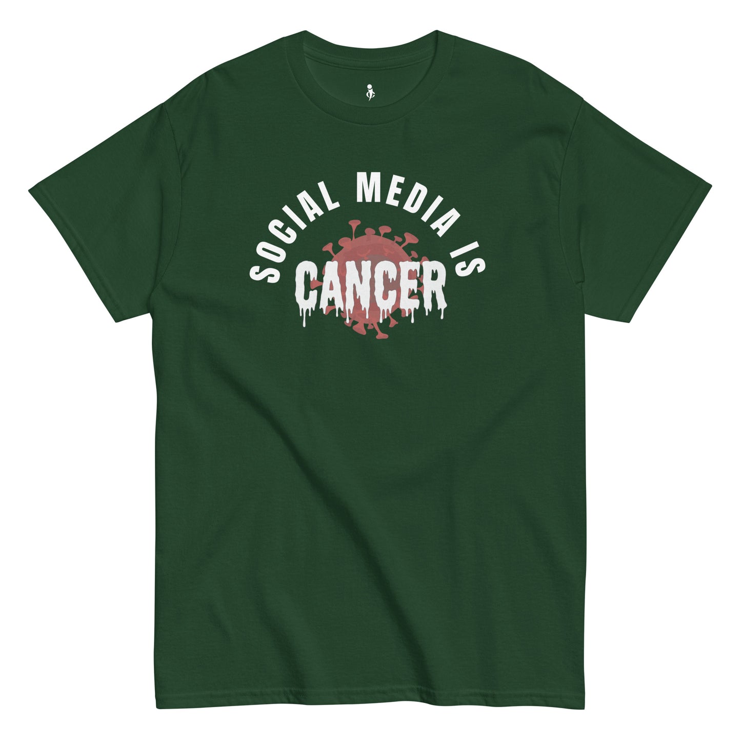 Social Media Is Cancer Tee front view green