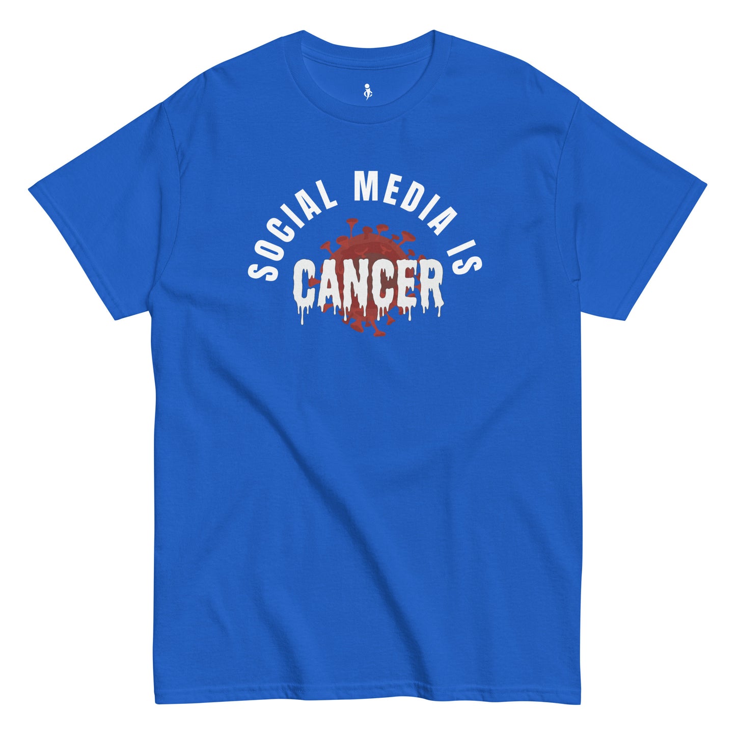 Social Media Is Cancer Tee front view blue