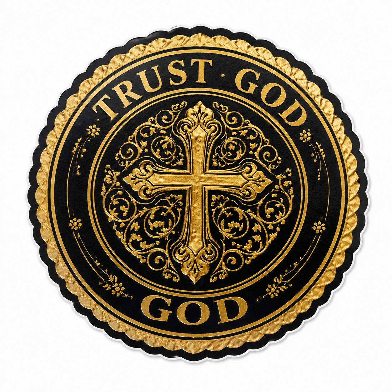 Sticker Trust God front view 