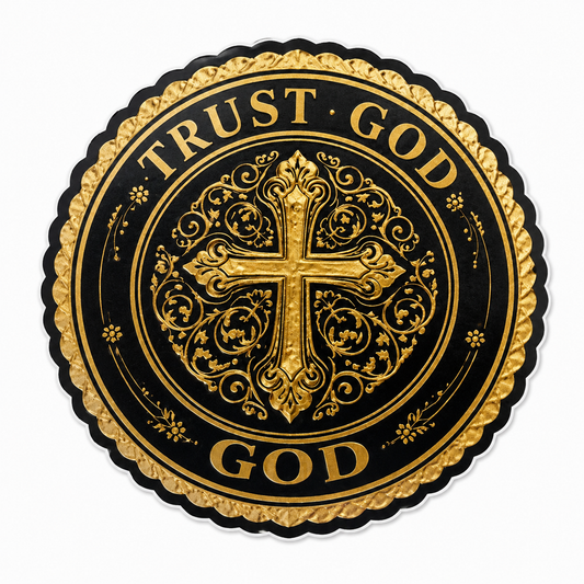 Sticker Trust God front view 