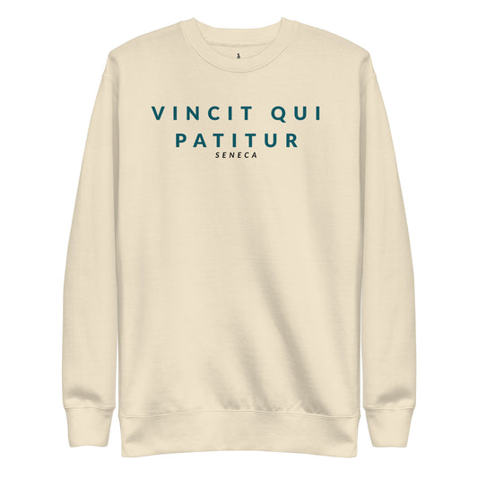 Vincit Qui Patitur Stoic sweater bone Seneca quote front view