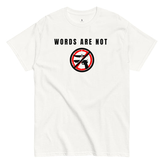 Words Are Not Violence Tee white front view 
