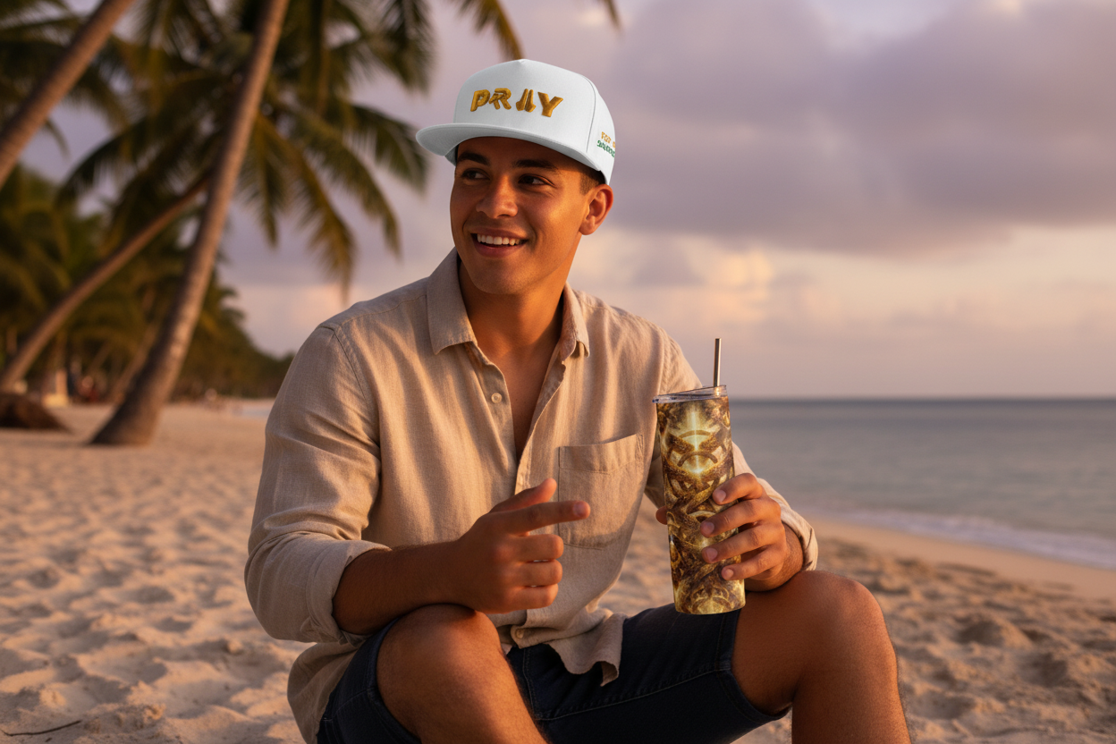 PRAY Hat + Seraphim Tumbler — Beach Banner